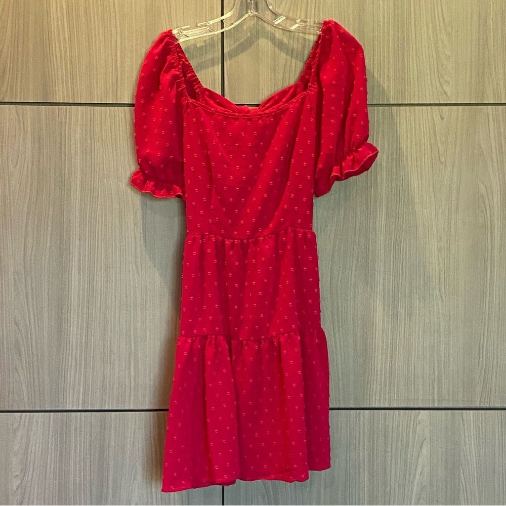 Hot Pink Open Back Bow Swiss Dot Mini
Dress Large